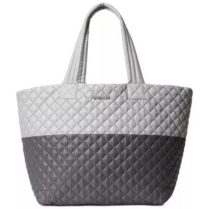 GUC MZ Wallace Medium Metro Tote Quilted Two Tone Grey Purse